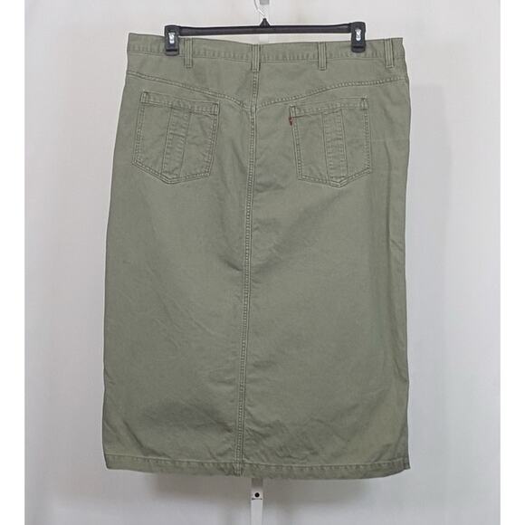 Vintage Y2K Levi's Skirt Surplus Green Maxi Side Slit Women's Size 22 - Picture 4 of 7